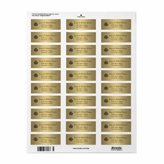 Elegant trendy geluk Irish shamrock gold Etiket (Full Sheet)