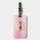 Elegant Trendy Girly, Lotus Glitter Bokeh  Bagagelabel (Voorkant verticaal)