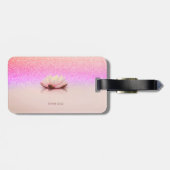 Elegant Trendy Girly, Lotus Glitter Bokeh  Bagagelabel (Achterkant horizontaal)