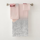Elegant Trendy Girly, Lotus Silver Glitter Bokeh Bad Handdoek (Insitu)
