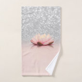 Elegant Trendy Girly, Lotus Silver Glitter Bokeh Bad Handdoek (Handdoek)