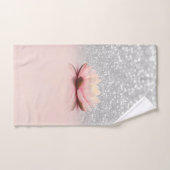 Elegant Trendy Girly, Lotus Silver Glitter Bokeh Bad Handdoek (Handdoek)