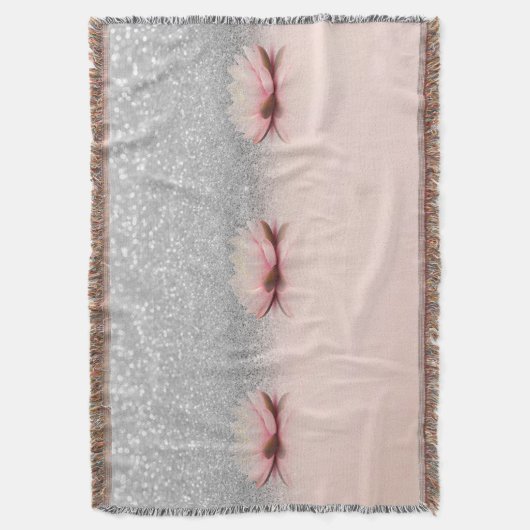 Elegant Trendy Girly, Lotus Silver Glitter Bokeh Deken (Voorkant Verticaal)