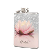 Elegant Trendy Girly, Lotus Silver Glitter Bokeh Heupfles (Links)