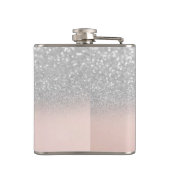 Elegant Trendy Girly, Lotus Silver Glitter Bokeh Heupfles (Achterkant)