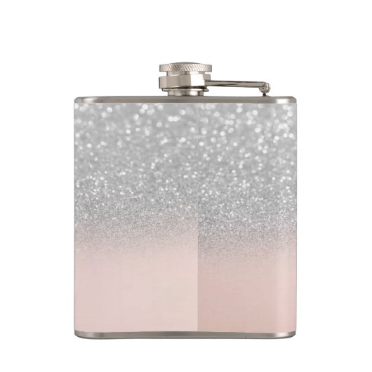 Elegant Trendy Girly, Lotus Silver Glitter Bokeh Heupfles (Achterkant)