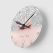 Elegant Trendy Girly, Lotus Silver Glitter Bokeh Ronde Klok (Hoek)