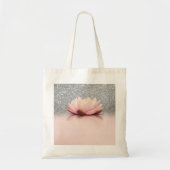 Elegant Trendy Girly, Lotus Silver Glitter Bokeh Tote Bag (Voorkant)