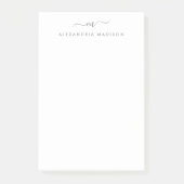 Elegant trendy Girly Script Zilver Grijs Monogram Post-it® Notes (Voorkant)
