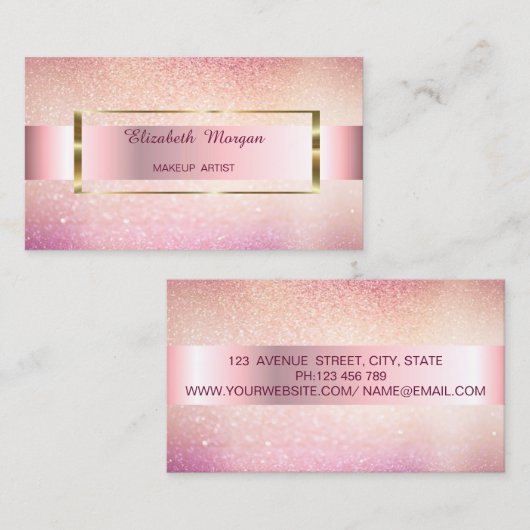 Elegant Trendy Glitter Bokeh Gold Lijst Visitekaartje (Voorkant / Achterkant)