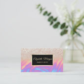 Elegant Trendy Glitter Ombre Holographic Lijst Visitekaartje (Staand voorkant)