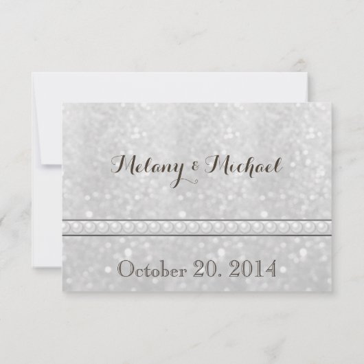 Elegant trendy glitter romantische parelbruiloft R RSVP Kaartje (Achterkant)