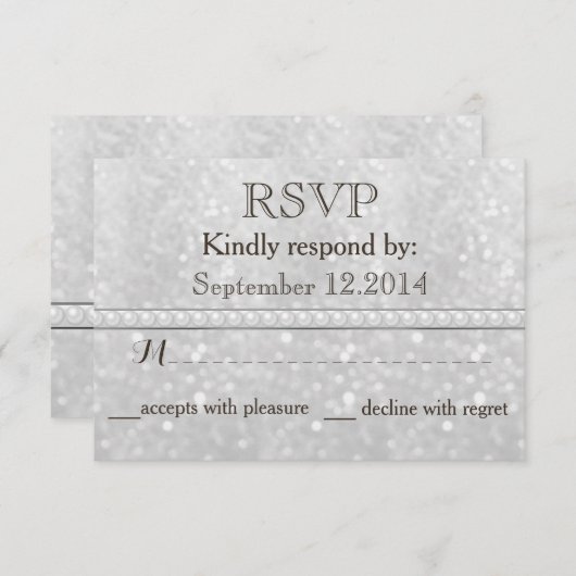 Elegant trendy glitter romantische parelbruiloft R RSVP Kaartje (Voorkant / Achterkant)