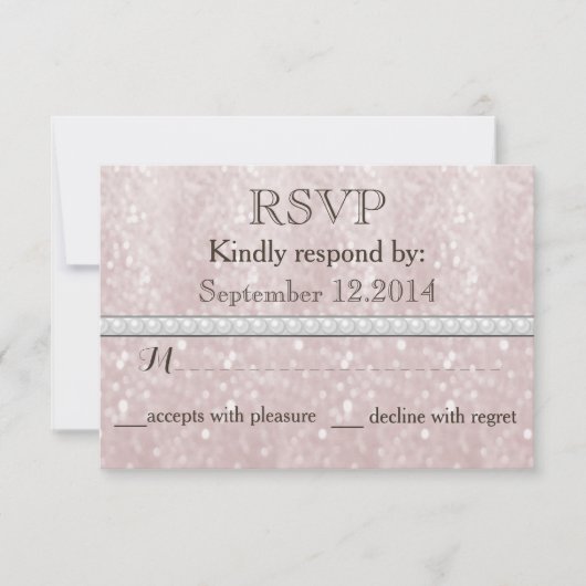 Elegant trendy glitter romantische parelbruiloft R RSVP Kaartje (Voorkant)