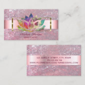 Elegant Trendy Glitter Stripe Gold Lijst Lotus Visitekaartje (Voorkant / Achterkant)