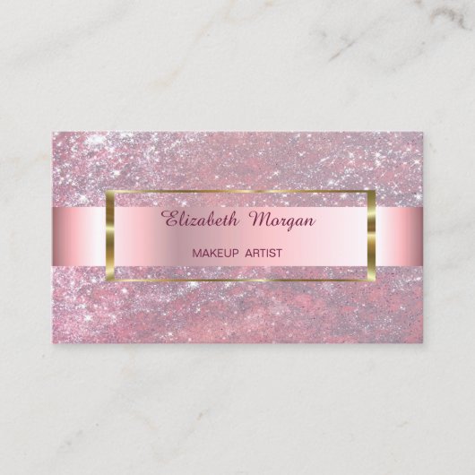Elegant Trendy Glitter Stripe Gold Lijst Visitekaartje (Voorkant)