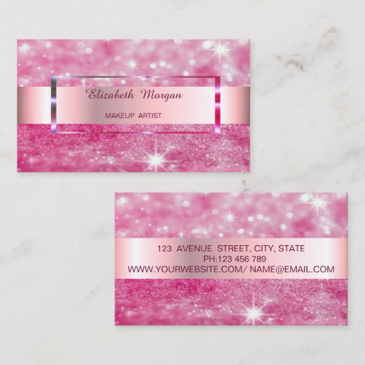 Elegant Trendy Glitter Stripe Lijst Visitekaartje (Voorkant / Achterkant)