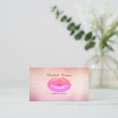Elegant Trendy Glittery Bokeh Lips Visitekaartje (Staand voorkant)