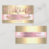 Elegant Trendy Glittery Lashes, Gold Makeup Artist Visitekaartje (Voorkant / Achterkant)