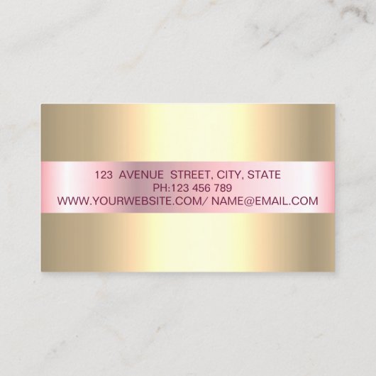 Elegant Trendy Glittery Lashes, Gold Makeup Artist Visitekaartje (Achterkant)