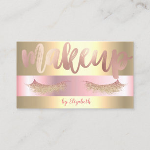 Elegant Trendy Glittery Lashes, Gold Makeup Artist Visitekaartje
