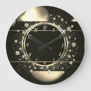 Elegant Trendy Gold Confetti Dotts Black Grote Klok