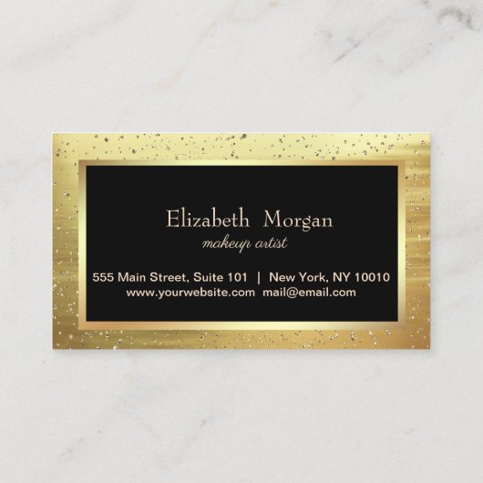 Elegant Trendy Gold Confetti Lijst Loyalty Kaart (Achterkant)