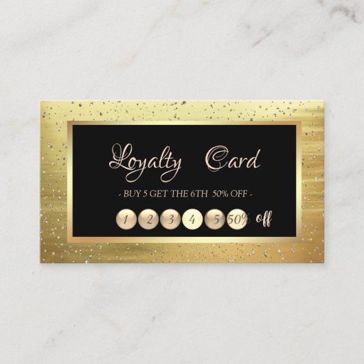 Elegant Trendy Gold Confetti Lijst Loyalty Kaart (Voorkant)