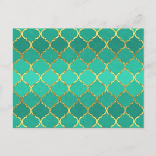 Elegant trendy gold faux glitter quatrefoil briefkaart (Voorkant)