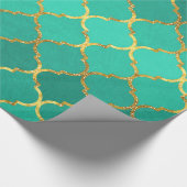 Elegant trendy gold faux glitter quatrefoil cadeaupapier (Hoek)