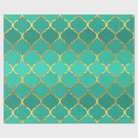 Elegant trendy gold faux glitter quatrefoil cadeaupapier (Vlak)