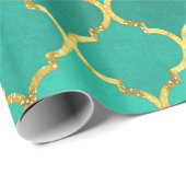 Elegant trendy gold faux glitter quatrefoil cadeaupapier (Rol Hoek)