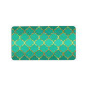 Elegant trendy gold faux glitter quatrefoil etiket (Voorkant)