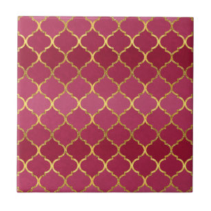 Elegant trendy gold faux glitter quatrefoil tegeltje