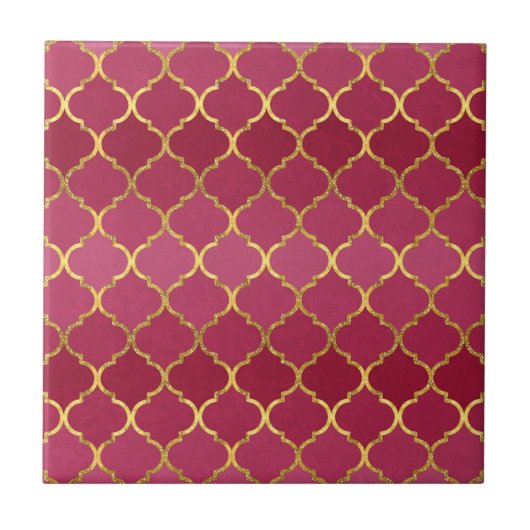 Elegant trendy gold faux glitter quatrefoil tegeltje (Voorkant)
