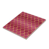 Elegant trendy gold faux glitter quatrefoil tegeltje (Zijkant)