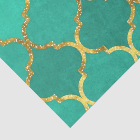 Elegant trendy gold faux glitter quatrefoil tissuepapier (Detail)