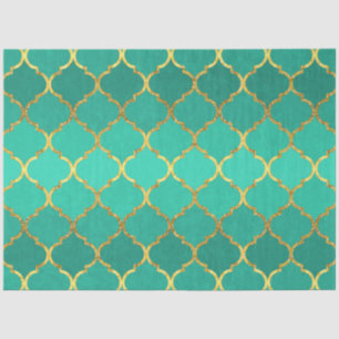 Elegant trendy gold faux glitter quatrefoil tissuepapier