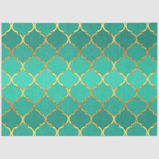 Elegant trendy gold faux glitter quatrefoil tissuepapier (Voorkant)