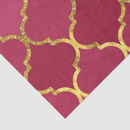 Elegant trendy gold faux glitter quatrefoil tissuepapier (Detail)
