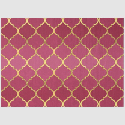 Elegant trendy gold faux glitter quatrefoil tissuepapier (Voorkant)