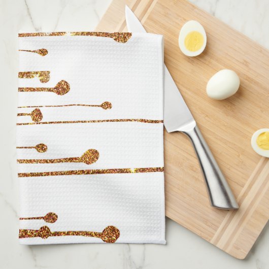 Elegant trendy gold faux glitter water druppels theedoek (Quarter Fold)