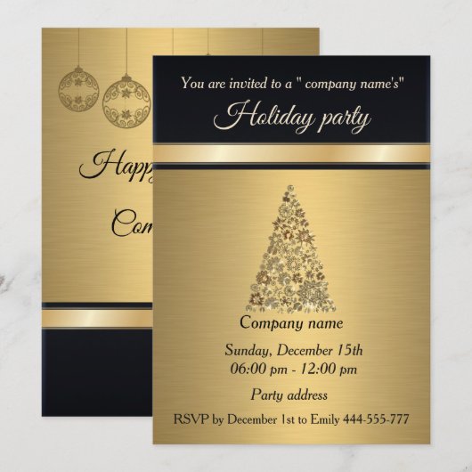 Elegant trendy Gold-feestdag in bedrijf Kaart (Voorkant / Achterkant)