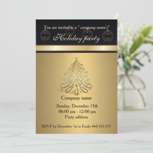 Elegant trendy Gold-feestdag in bedrijf Kaart (Staand voorkant)