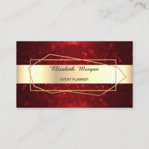 Elegant Trendy Gold Geometric, Lijst, Red Bokeh Visitekaartje