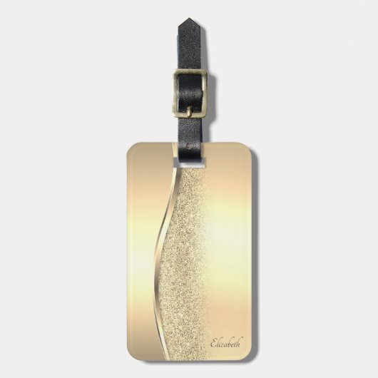 Elegant Trendy Gold Glitter Bokeh Bagagelabel (Voorkant verticaal)