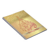 Elegant Trendy Gold Glitter Bokeh, Dress, Lace Notitieboek (Rechterzijde)