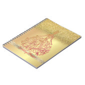 Elegant Trendy Gold Glitter Bokeh, Dress, Lace Notitieboek (Linkerzijde)