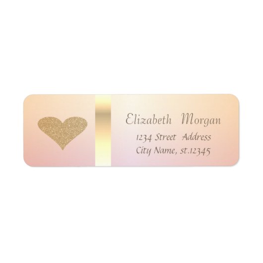 Elegant Trendy Gold Glittery Heart Etiket (Voorkant)