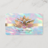 Elegant Trendy Gold, Iridescent Opal Lotus Visitekaartje (Voorkant)